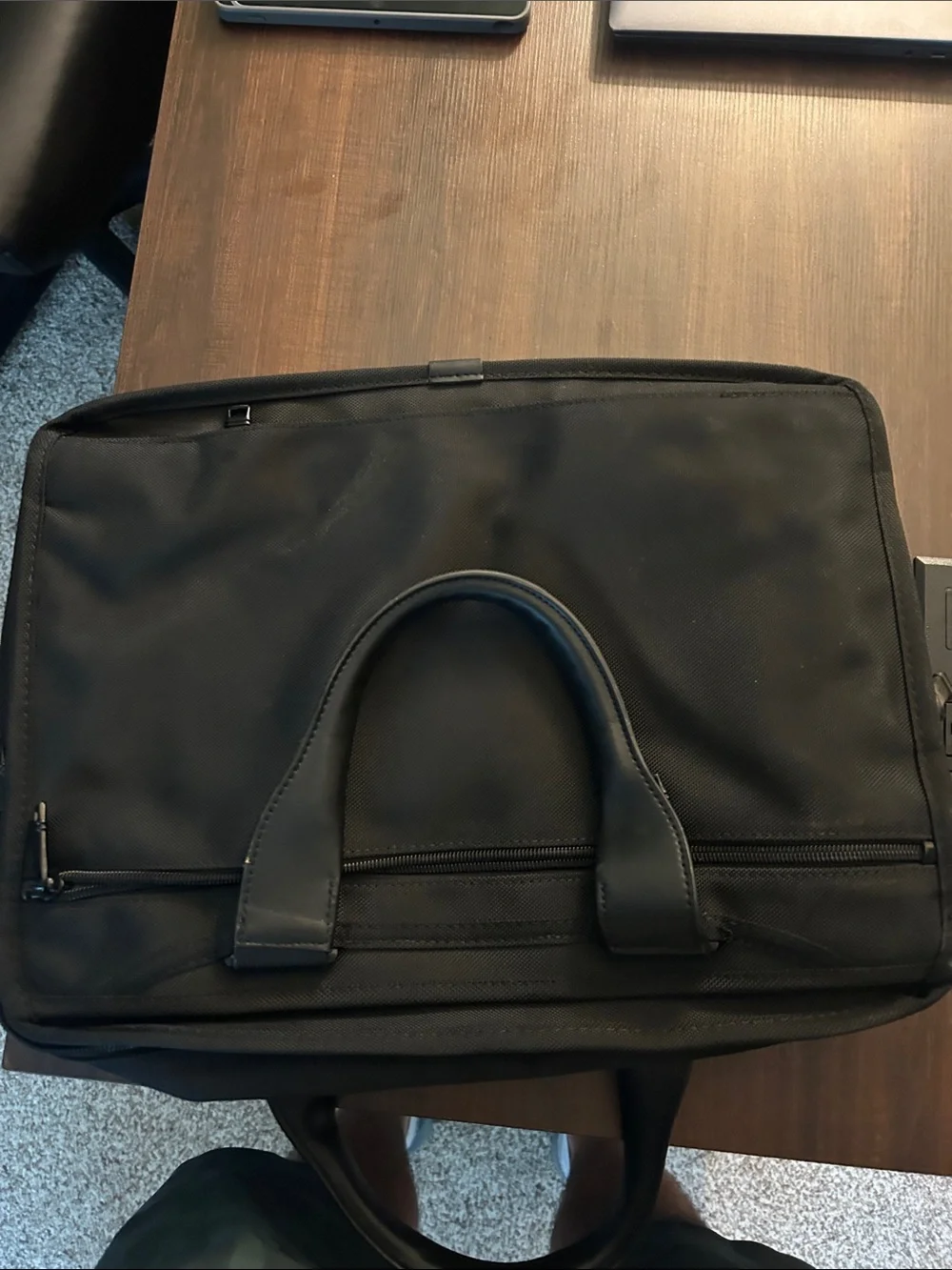 Tumi Black Men's Laptop Briefcase with Front Zip Pockets